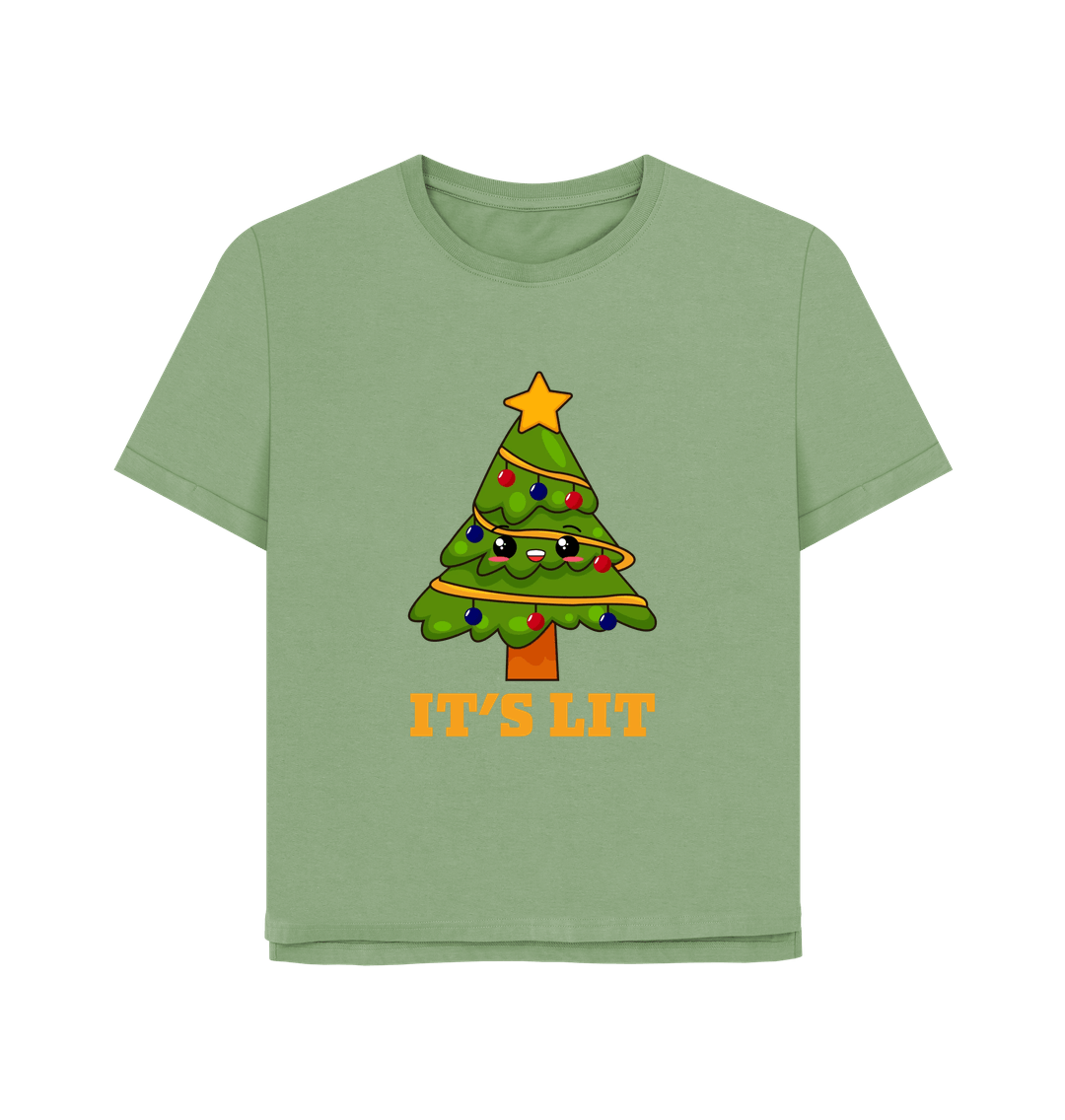 Sage It's Lit Women's Relaxed Fit Christmas T-shirt
