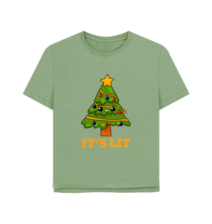 Sage It's Lit Women's Relaxed Fit Christmas T-shirt
