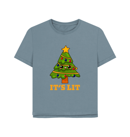 Stone Blue It's Lit Women's Relaxed Fit Christmas T-shirt