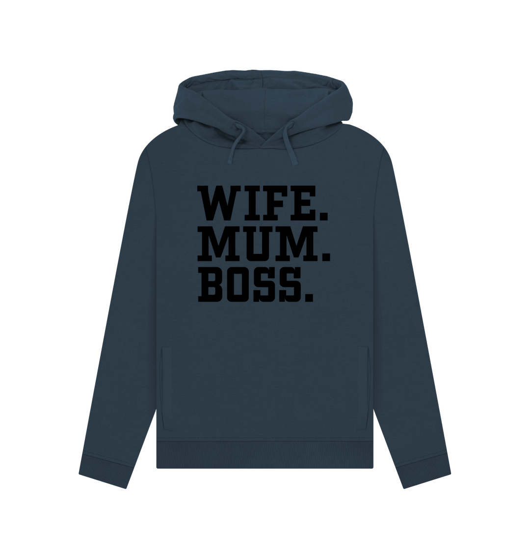 Navy Blue Wife Mum Boss Women's Hoodie