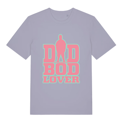 Lavender women's Dad Bod Lover T-shirt flat lay featuring funny dad bod appreciation graphic