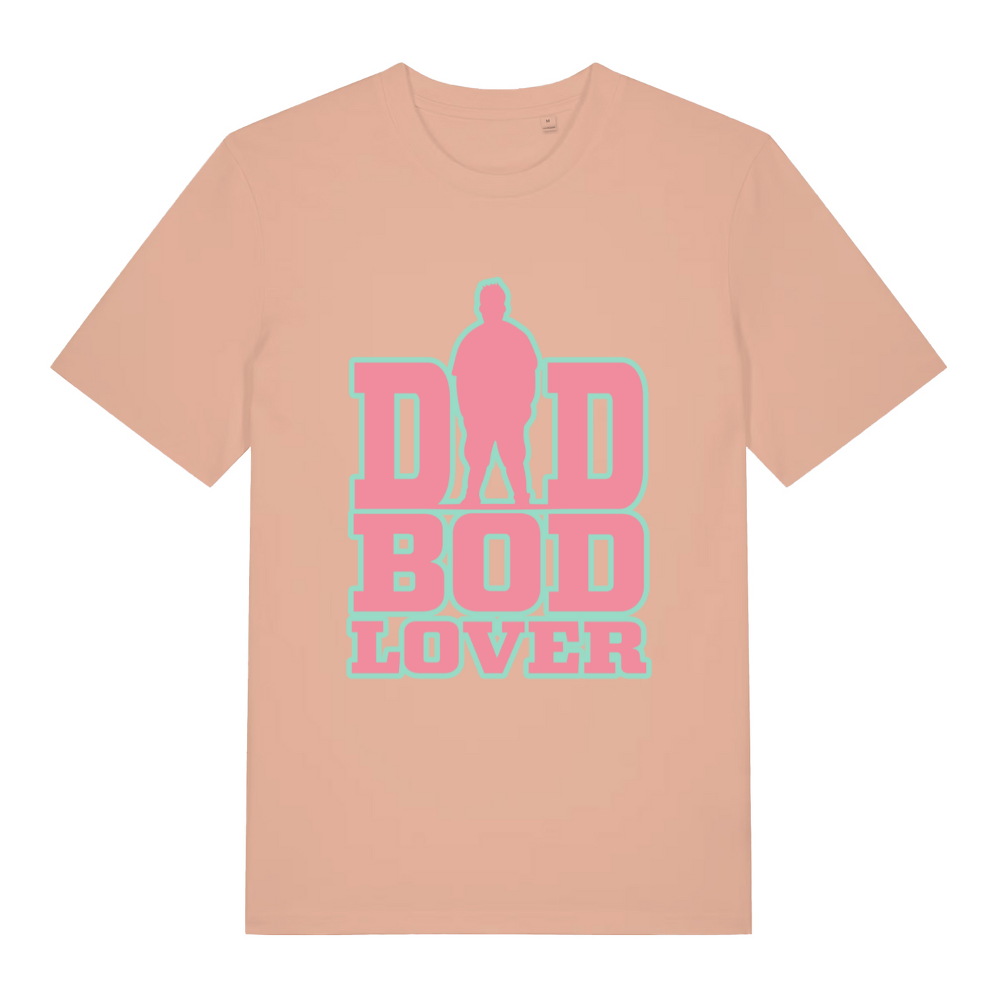 Peach women's Dad Bod Lover T-shirt flat lay displaying humorous dad bod lover slogan