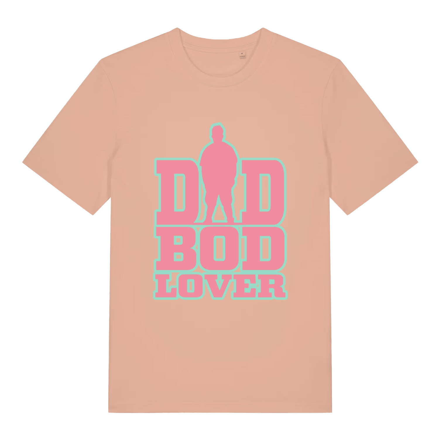 Peach women's Dad Bod Lover T-shirt flat lay displaying humorous dad bod lover slogan