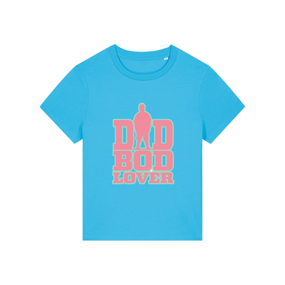 blue slogan t-shirt with 'dad bod lover'