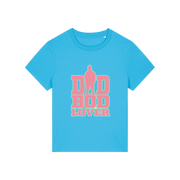 blue slogan t-shirt with 'dad bod lover'