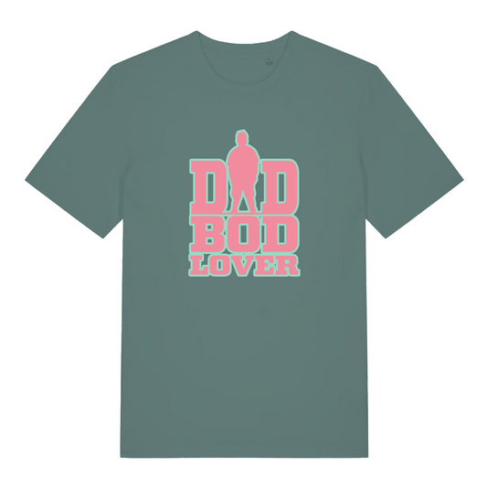 green women's slogan t-shirt with the text 'dad bod lover'