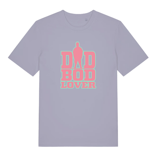 lavender women's slogan t-shirt with the text 'dad bod lover'