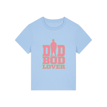 light blue slogan t-shirt with 'dad bod lover'