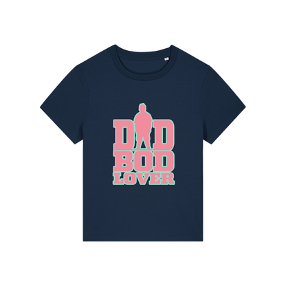 navy slogan t-shirt with 'dad bod lover'