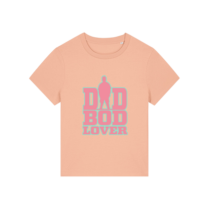 peach slogan t-shirt with 'dad bod lover'