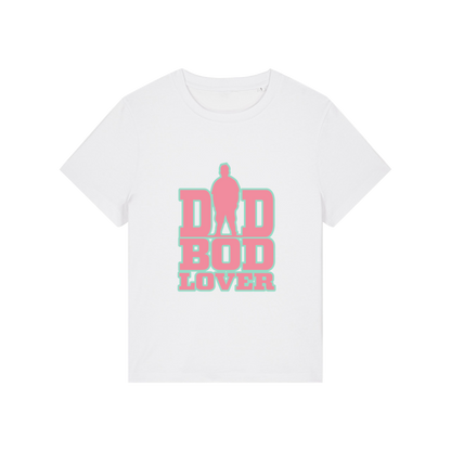 white slogan t-shirt with 'dad bod lover'