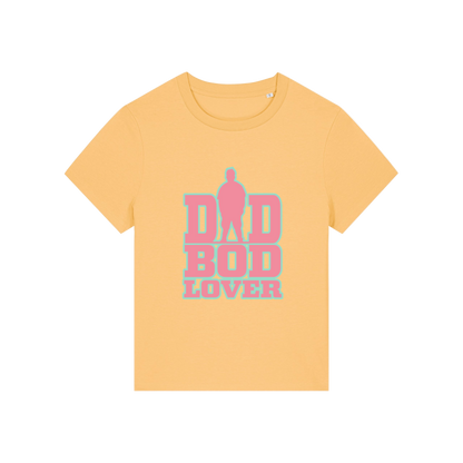 yellow slogan t-shirt with 'dad bod lover'