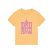 yellow slogan t-shirt with 'dad bod lover'