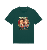 green funny t-shirt with a graphic of a man and woman and humorous text 