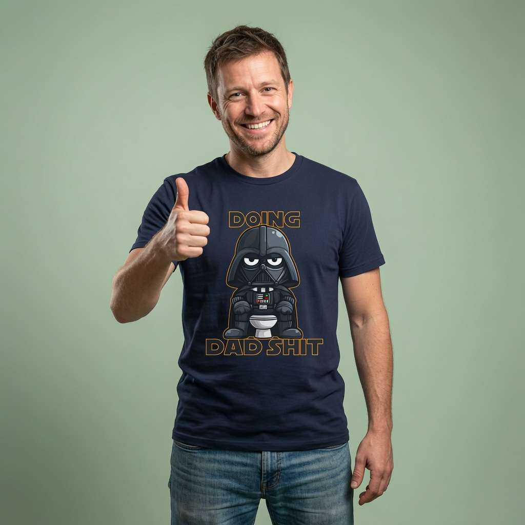 Man in french navy Doing Dad Shit tee, funny humorous witty daddy gift