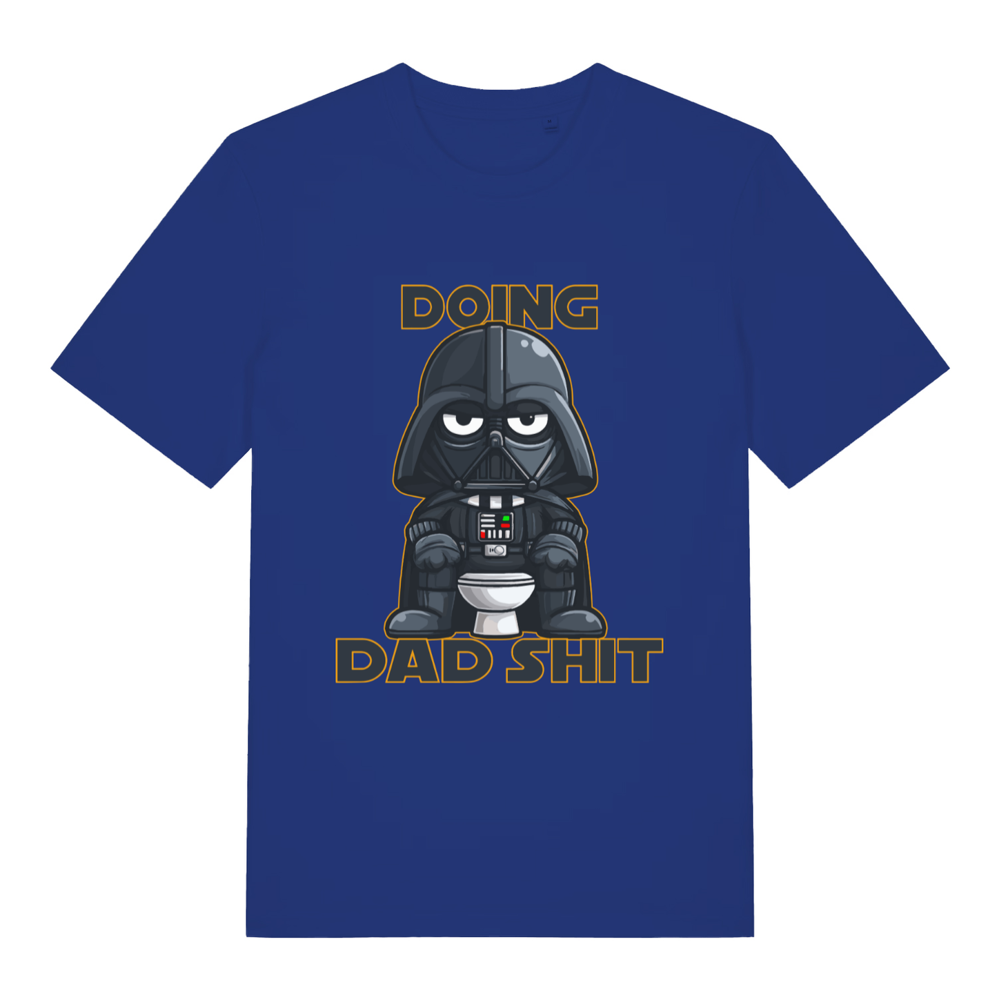 Worker Blue Dad Shit T-shirt flat lay displaying hilarious cute character dad duties design