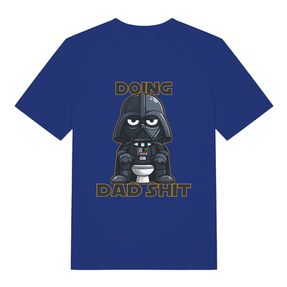 Worker Blue Dad Shit T-shirt flat lay displaying hilarious cute character dad duties design