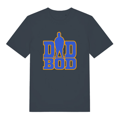 ink grey slogan t-shirt with the text 'dad bod' and the graphic of a chubby man outline instead of the A in 'dad'