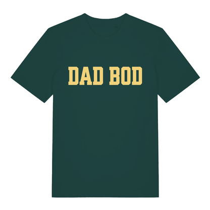 Glazed Green Dad Bod T-shirt flat lay showing clean "DAD BOD" graphic