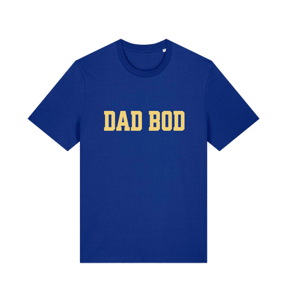 blue dad t-shirt with the slogan dadbod