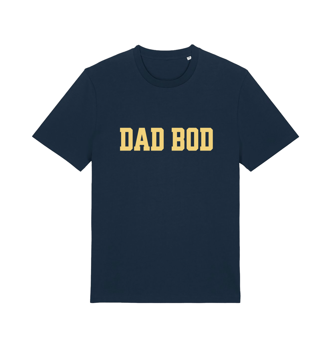 navy dad t-shirt with the slogan dadbod