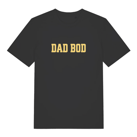 black slogan t-shirt with the text 'dadbod'