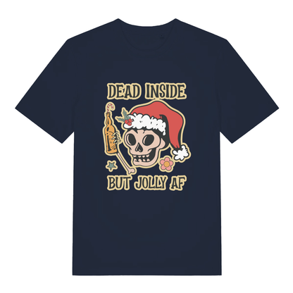 French Navy Dead But Jolly T-shirt flat lay showing festive dead inside jolly AF illustration