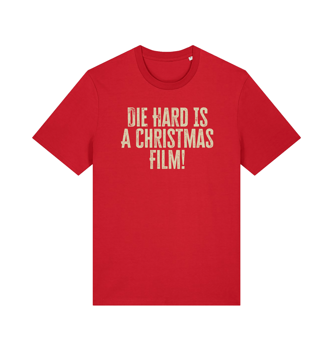 red christmas t-shirt with the slogan 'die hard is a christmas film'