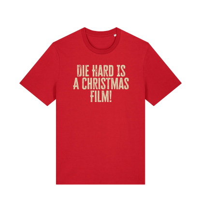 red christmas t-shirt with the slogan 'die hard is a christmas film'