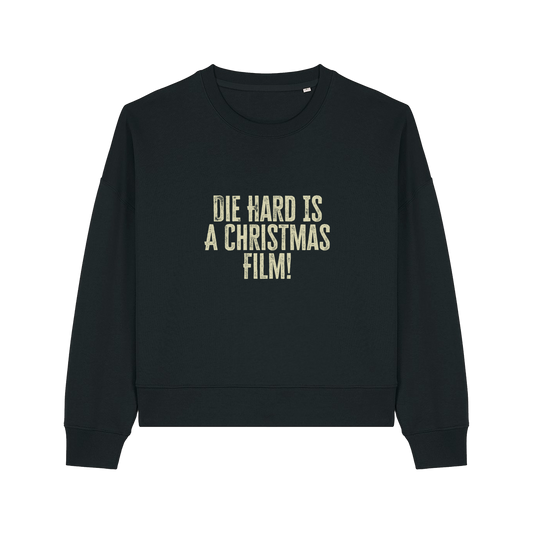 black christmas jumper with the slogan 'die hard is a christmas film'
