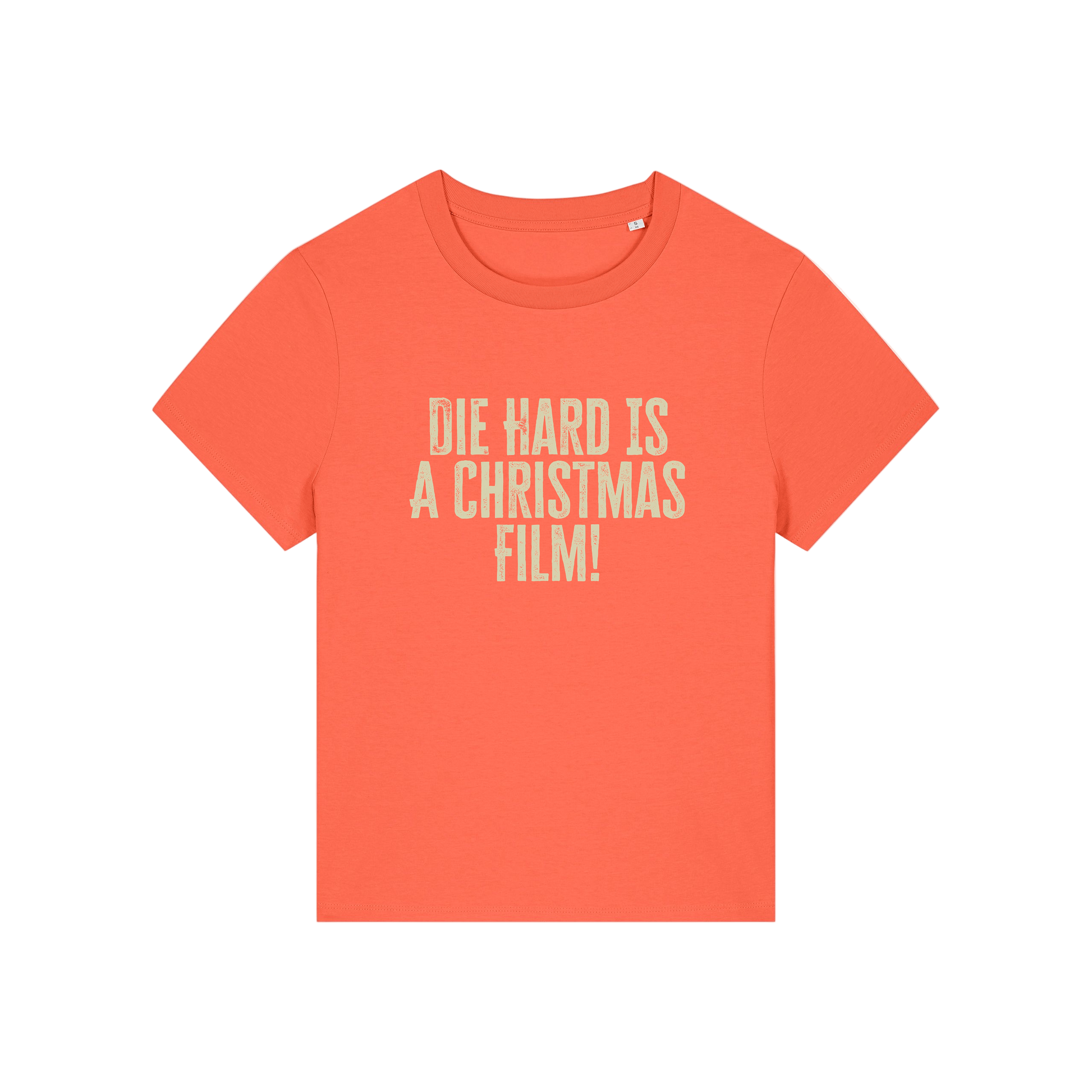 orange christmas t-shirt with the slogan 'die hard is a christmas film'