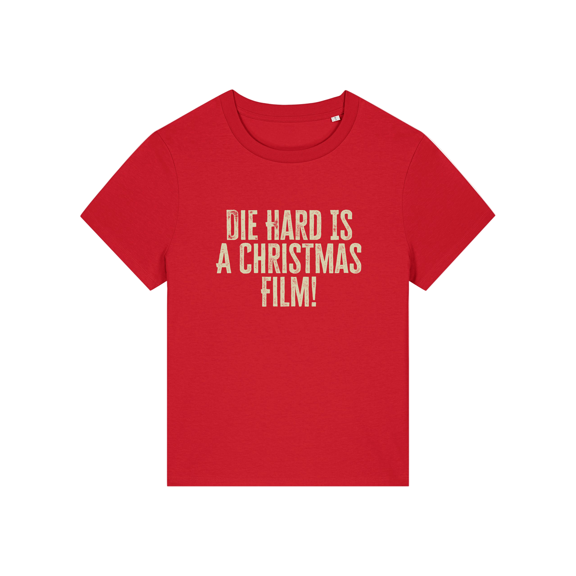red christmas t-shirt with the slogan 'die hard is a christmas film'