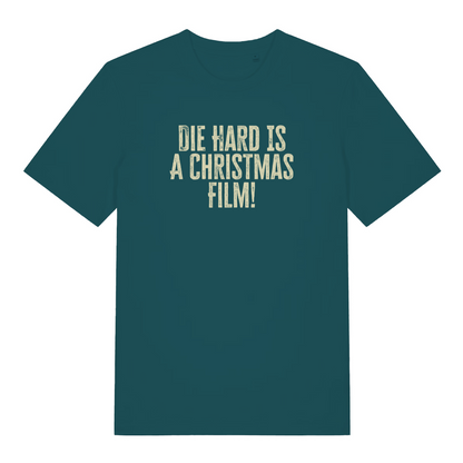 teal women's christmas t-shirt with the slogan 'die hard is a christmas film!'