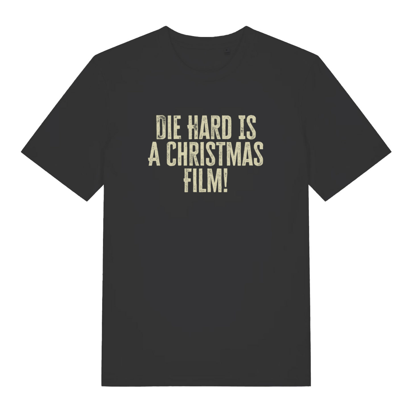 black christmas t-shirt with the slogan 'die hard is a christmas film'