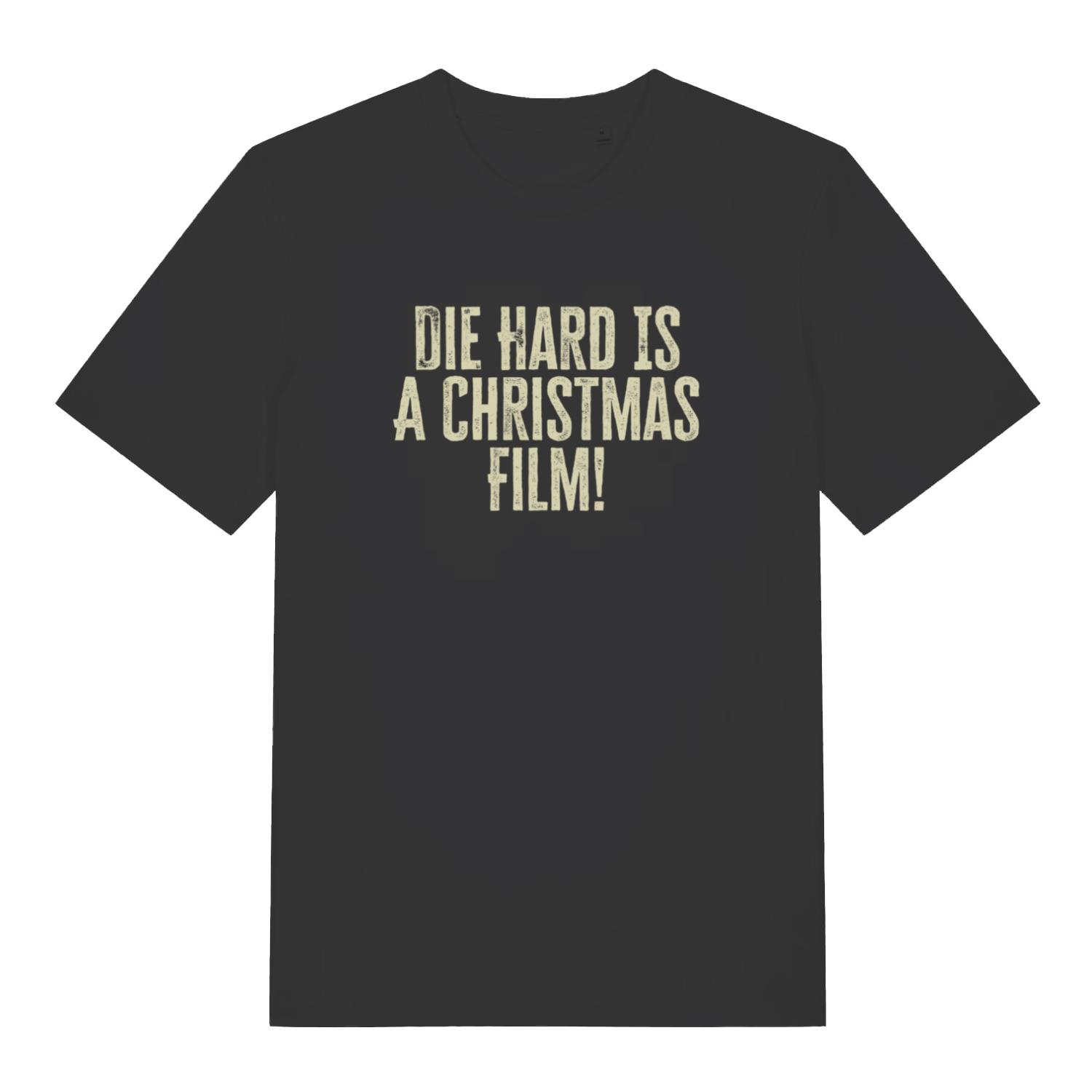 black christmas t-shirt with the slogan 'die hard is a christmas film'