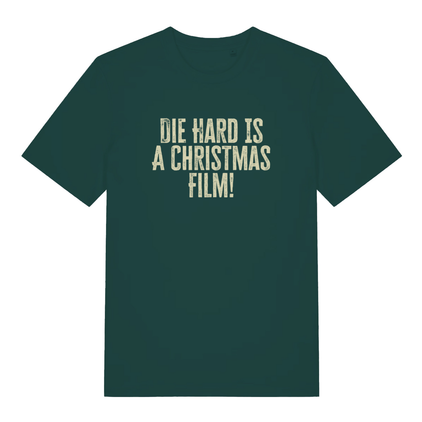 green christmas t-shirt with the slogan 'die hard is a christmas film'