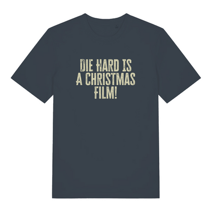 ink grey christmas t-shirt with the slogan 'die hard is a christmas film'