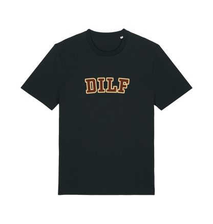 black funny dad t-shirt with the slogan 'dilf'