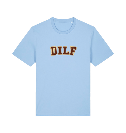 light blue funny dad t-shirt with the slogan 'dilf'