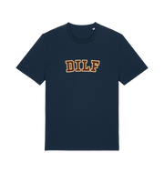navy funny dad t-shirt with the slogan 'dilf'