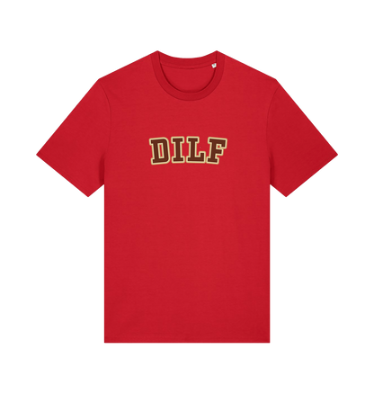 red funny dad t-shirt with the slogan 'dilf'