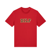red funny dad t-shirt with the slogan 'dilf'