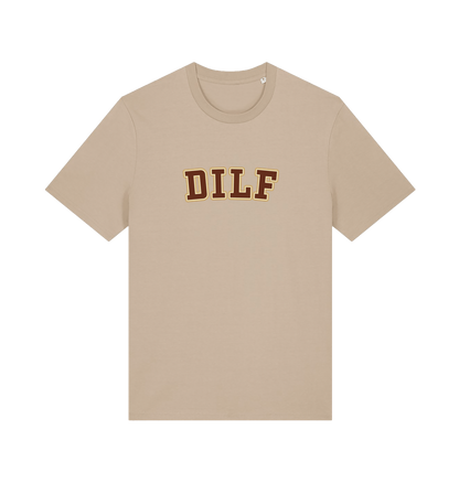 sand funny dad t-shirt with the slogan 'dilf'