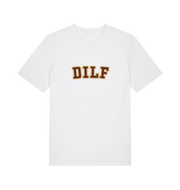 white funny dad t-shirt with the slogan 'dilf'