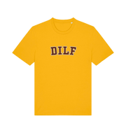 yellow funny dad t-shirt with the slogan 'dilf'