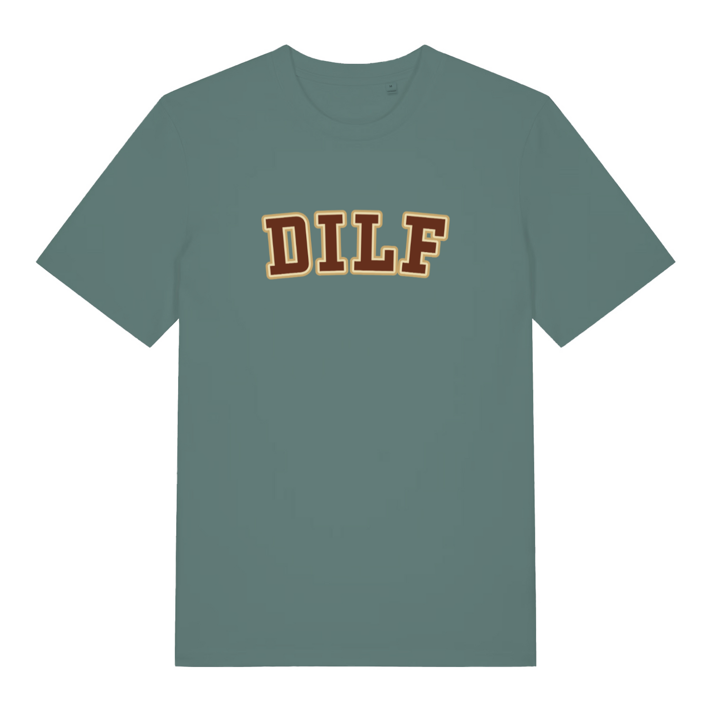 green funny dad t-shirt with the slogan 'dilf'