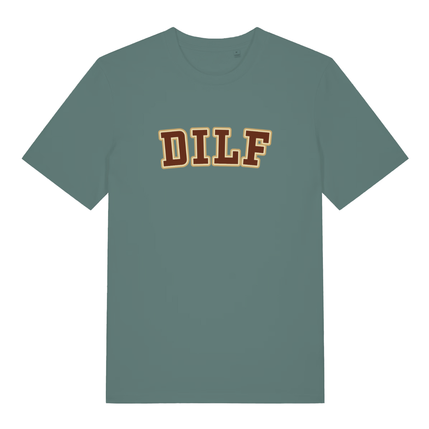 green funny dad t-shirt with the slogan 'dilf'