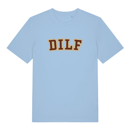 light blue funny dad t-shirt with the slogan 'dilf'