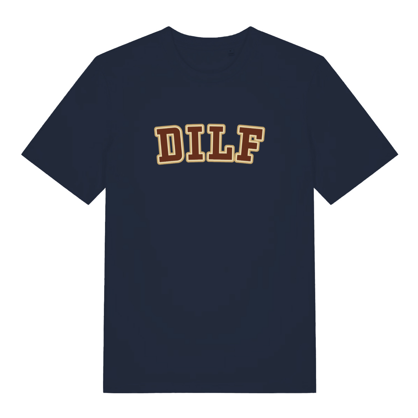 navy funny dad t-shirt with the slogan 'dilf'