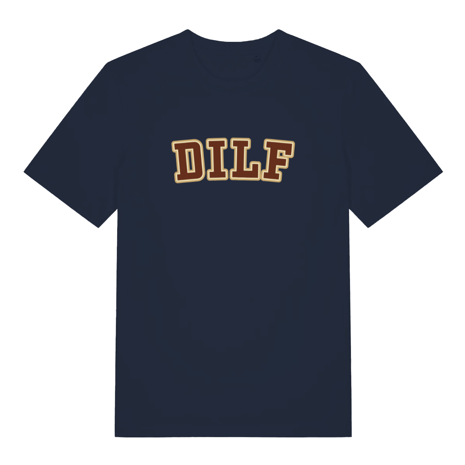navy funny dad t-shirt with the slogan 'dilf'